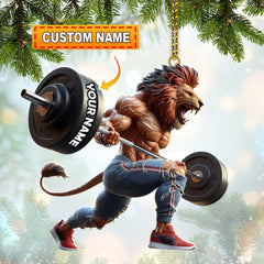 Maxcorners Custom Name Gym Work Out Santa Ornament, Gymnastics Christmas Gift1 2D Flat LM2111