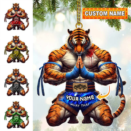 Maxcorners Custom Name Muay Thai Ornament, Christmas Gift for Muay Thai Lover 2D Flat LM2211