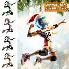 Maxcorners Custom Name and Number Volleyball Champion Ornament, Christmas Gift for Volleyball Lover 2D Flat LM2111