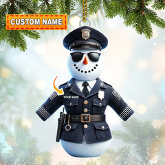 Maxcorners Custom Name Police Snowman Ornament, Christmas Gift for Police 2D Flat LM2111