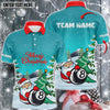 Maxcorners Funny Christmas Santa And 8 Ball Pool Personalized Name 3D Shirt