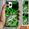 Maxcorners Fishing Electric Green Water Splash Personalized Name Phone Case (12 Fish Species)