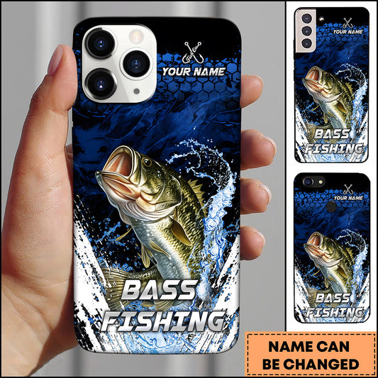 Maxcorners Blue Hexagon Water Splash Personalized Name Phone Case (13 Fish Species)