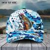 Maxcorners Fishing Blue White Seawwave American Flag Pattern Sport Pattern Personalized Name 3D Cap (11 Breeds)