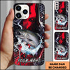 Maxcorners Fishing Red Black Abstract Lightning Splash Personalized Name Phone Case (10 Fish Species)