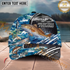 Maxcorners Fishing  Blue Camouflage Fishing Boat Multi Options Personalized Name 3D Classic Cap (11 Fish Species)