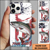 Maxcorners Fishing Patriotic Paint Splash Water Effect Personalized Name Phone Case (10 Fish Species)