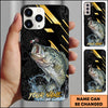 Maxcorners Fishing Luxury Black Gold Lightning Splash Personalized Name Phone Case (10 Fish Species)