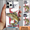 Maxcorners Fishing Patriotic Paint Splash Water Effect Personalized Name Phone Case (10 Fish Species)