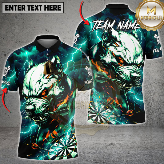 Maxcorners Dog Dart Player Lightning Fury Dark Art Multicolor Options Personalized Name, Team Name 3D Shirt (4 Colors)