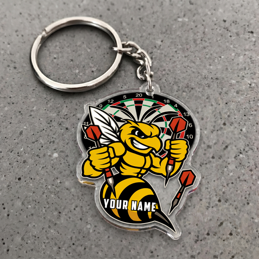Maxcorners Angry Bee Darts Personalized Name Keychain