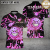 Maxcorners Pickleball Polo Angry Flaming Ball Character Multiple Options Personalized Name, Team Name 3D Shirt