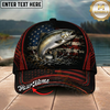 Maxcorners Fishing American Flag Black Red Personalized 3D Cap (12 Fish Species)
