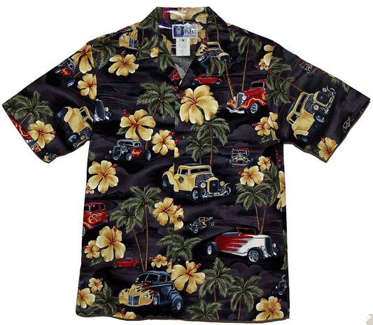 Maxcorners Hibiscus Drag Racers Men's Hawaiian Shirt