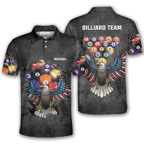 MaxCorners Unique Angles, Customized Name 3D And Team Name Billiards Polo Shirt For Men