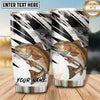 Maxcorners Fishing Tumbler Black White Brush Stroke Design Personalized Name Tumbler (13 Species)