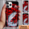 Maxcorners Red Camo Water Splash Personalized Name Phone Case (13 Fish Species)