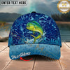 Maxcorners Fishing Blue Hook Pattern Personalized Name 3D Cap (12 Fish Species)