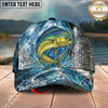Maxcorners Fishing Silver Scale Water Splash Personalized Name 3D Cap (12 Fish Species)