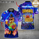 Maxcorners Bowling Shirt Tiger Beer Neon Glow Multioptions Personalized Name, Team Name Unisex 3D Shirt (4 Colors)