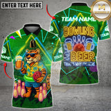 Maxcorners Bowling Shirt Tiger Beer Neon Glow Multioptions Personalized Name, Team Name Unisex 3D Shirt (4 Colors)