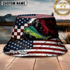Maxcorners Grim Reaper Fishing American Flag Personalized Name 3D Bucket Hat (12 Fish Species)