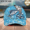 Maxcorners Fishing Coastal Compass Artwork Personalized Name 3D Cap (12 Fish Species)