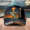 Maxcorners Fishing Faith Cross Jesus Personalized Name 3D Cap (12 Fish Species)