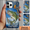 Maxcorners Fishing Blue Ocean Wave Hook Customized Name 3D Phone Case