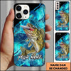 Maxcorners Fishing Black Teal Marble Lure Customized Name 3D Phone Case