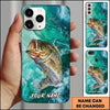Maxcorners Fishing Teal Aqua Marble Wave Customized Name 3D Phone Case