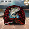 Maxcorners Fishing Red Flame Water Splash Personalized Name 3D Cap (12 Fish Species)