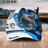 Maxcorners Fishing White Blue Lava Sport American Flag Pattern Sport Pattern Personalized Name 3D Cap (11 Breeds)