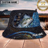 Maxcorners Fishing Dark Skull Fisherman with Dramatic Rod and Water Splash Personalized Name 3D Bucket Hat (13 Fish Species)