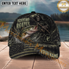 Maxcorners Fishing Reaper Dark American Flag Multiple Options Personalized Name 3D Cap (12 Fish Species)