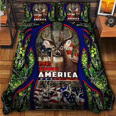 Maxcorners Personalized Name Premium USA Deer Hunting Quilt Bedding Set (Multi Color Options)