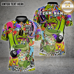 Maxcorners Billiards Crocodile Cartoon Multioptions Personalized Name, Team Name Unisex 3D Shirt