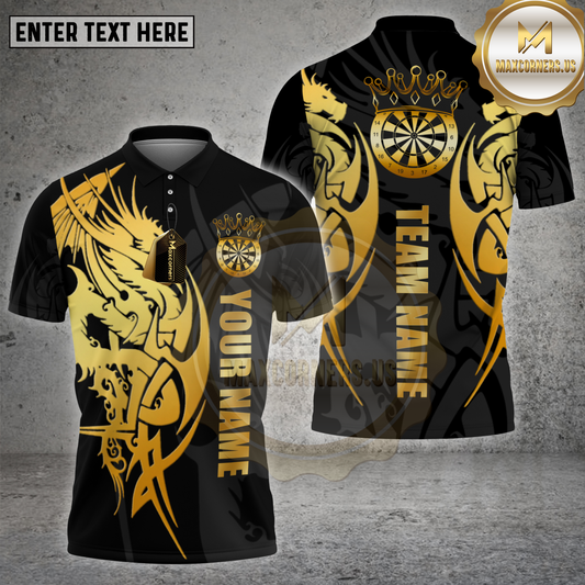 Maxcorners Dragon Dart Shirt Golden Tribal Multioptions Personalized Name, Team Name Unisex 3D Shirt (4 Colors)
