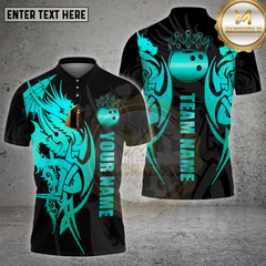 Maxcorners Dragon Bowling Shirt Golden Tribal Multioptions Personalized Name, Team Name Unisex 3D Shirt (4 Colors)