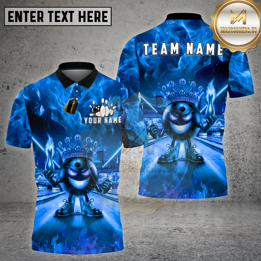 Maxcorners Bowling King Purple Smoke Crown Character Multi Options Personalized Name, Team Name 3D Shirt