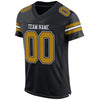 Maxcorners Custom Black Old Gold-White Mesh Authentic Classic Football Jersey LM2605