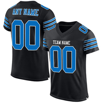 Maxcorners Custom Black Panther Blue-White Mesh Authentic Football Jersey LM2605