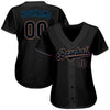 Maxcorners Custom Black Black-Light Blue Authentic Baseball Jersey LM2605