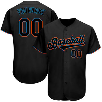 Maxcorners Custom Black Black-Light Blue Authentic Baseball Jersey LM2605