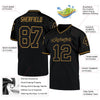 Maxcorners Custom Black Black-Old Gold Mesh Authentic Throwback Football Jersey LM2605