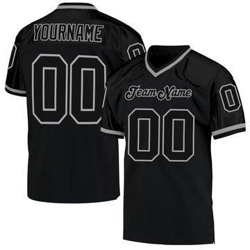 Maxcorners Custom Black Black-Gray Mesh Authentic Throwback Football Jersey LM2605