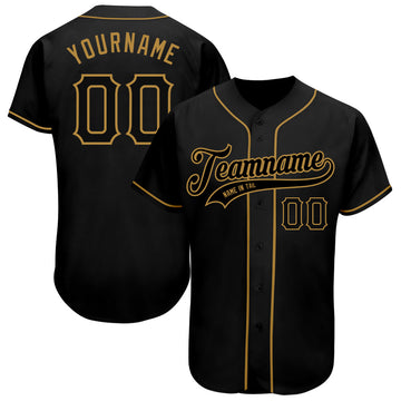 Maxcorners Custom Black Black-Old Gold Authentic Baseball Jersey LM2605