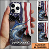 Maxcorners Fishing American Flag Patriotic Splash Personalized Name Phone Case (10 Fish Species)