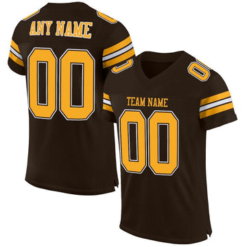 Maxcorners Custom Brown Gold-White Mesh Authentic Football Jersey LM2605