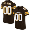 Maxcorners Custom Brown White-Gold Mesh Authentic Football Jersey LM2605